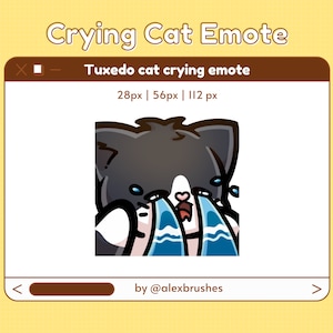 Tuxedo crying cat emote | Black and white cat emote | Cat emotes | Twitch cry emote | Twitch emote