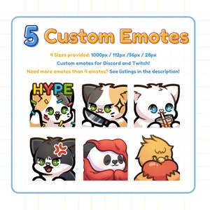 5 Custom Twitch Discord Youtube Emotes | Personalized Twitch Emotes | Cute Twitch Emotes | Kawaii Twitch Emotes | Chibi Twitch Emotes