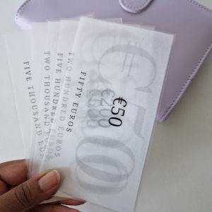 Euro prop geld Matte / Glossy | Gelamineerd euro speelgoed geld| Tijdelijke aanduiding voor 50, 100, 200, 500, 1000, 2000, 5000, 10000 euro
