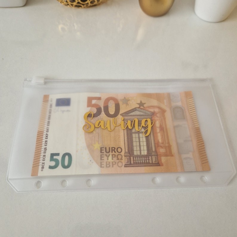 A6 rits cash enveloppen Gepersonaliseerde A6 rits enveloppen A6 zip cash envelop afbeelding 4