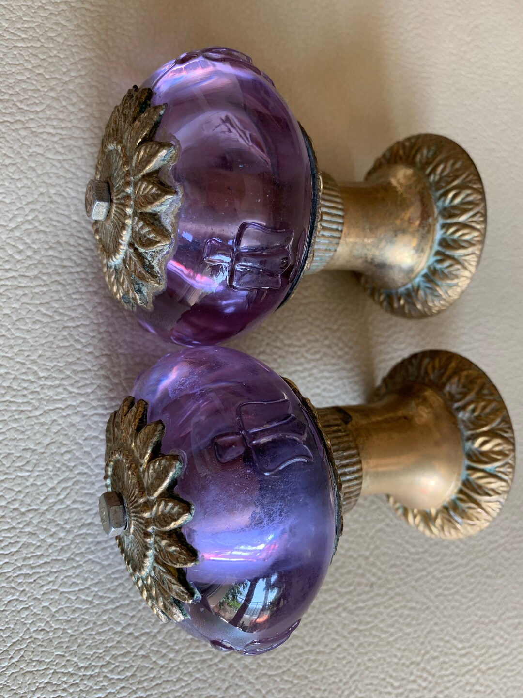 2 Old Bathtub Handles in Gilded Brass and Glass. Late 19th Century. - Etsy