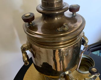 ロシア製　アンティーク サモワール　金属製 花柄 楽天市場】ロシアの郷愁を誘う！「観賞用・サモワール（レッドオレンジ