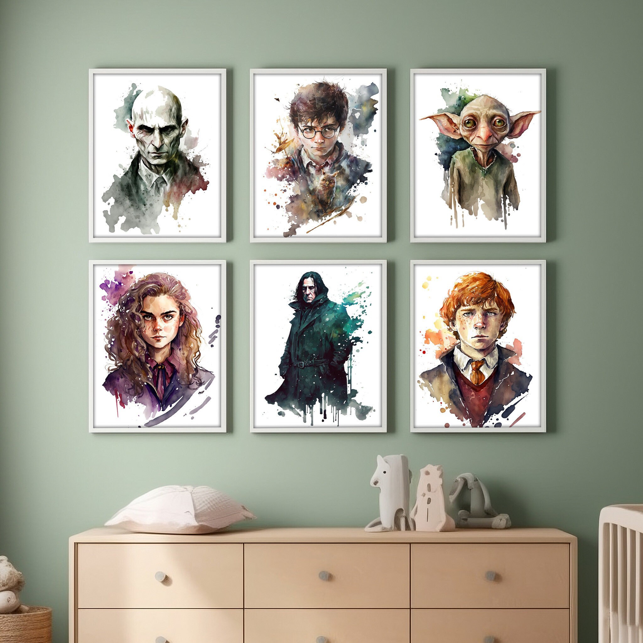 6 Watercolor Wizard Posters Print File High Quality Wizard - Etsy