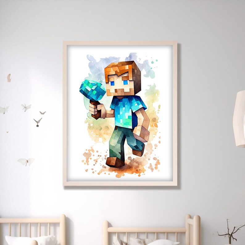 Minecraft Poster Set Minecraft Wall Art Nursery Decor Etsy Canada