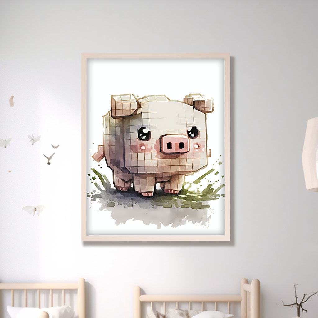 Set of 4 Minecraft Posters Gaming Poster, Watercolor Style, Wall Art ...