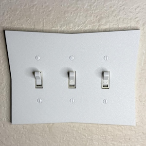 Triple White Curved Hourglass Light Switch Cover Plate, Unique Modern Wall Decor for Bedroom, Living Room or Office, Decor Accent