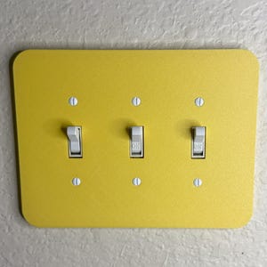 Triple Yellow Light Switch Cover with Rounded Corners Personalized Wall Plate in Multiple Colors Decor Switch Plate for Home or Office Decor