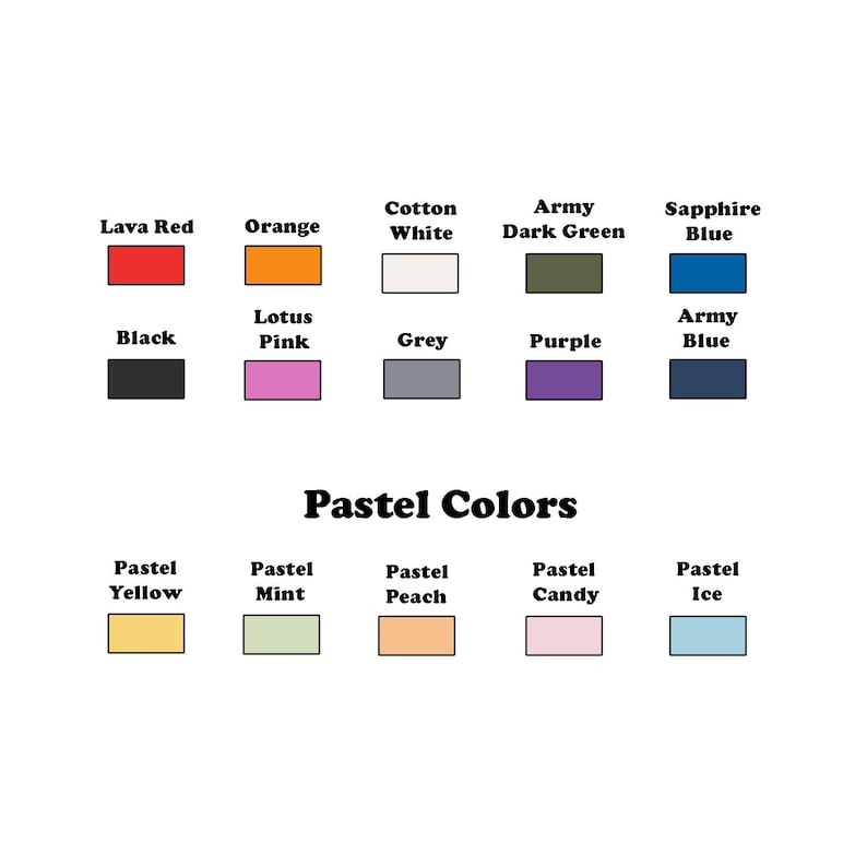 May include: A color palette featuring various hues, including Lava Red, Orange, Cotton White, Army Dark Green, and Sapphire Blue. The image also displays a selection of pastel colors, such as Pastel Yellow, Mint, Peach, Candy, and Ice. The text "Pastel Colors" is also present.