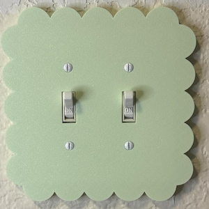 Mint Fluffy Cloud Double Toggle Light Switch Cover Cute Wall Plate for Kids Room Nursery Decor Soft Pastel Switch Plate Whimsical Baby Room