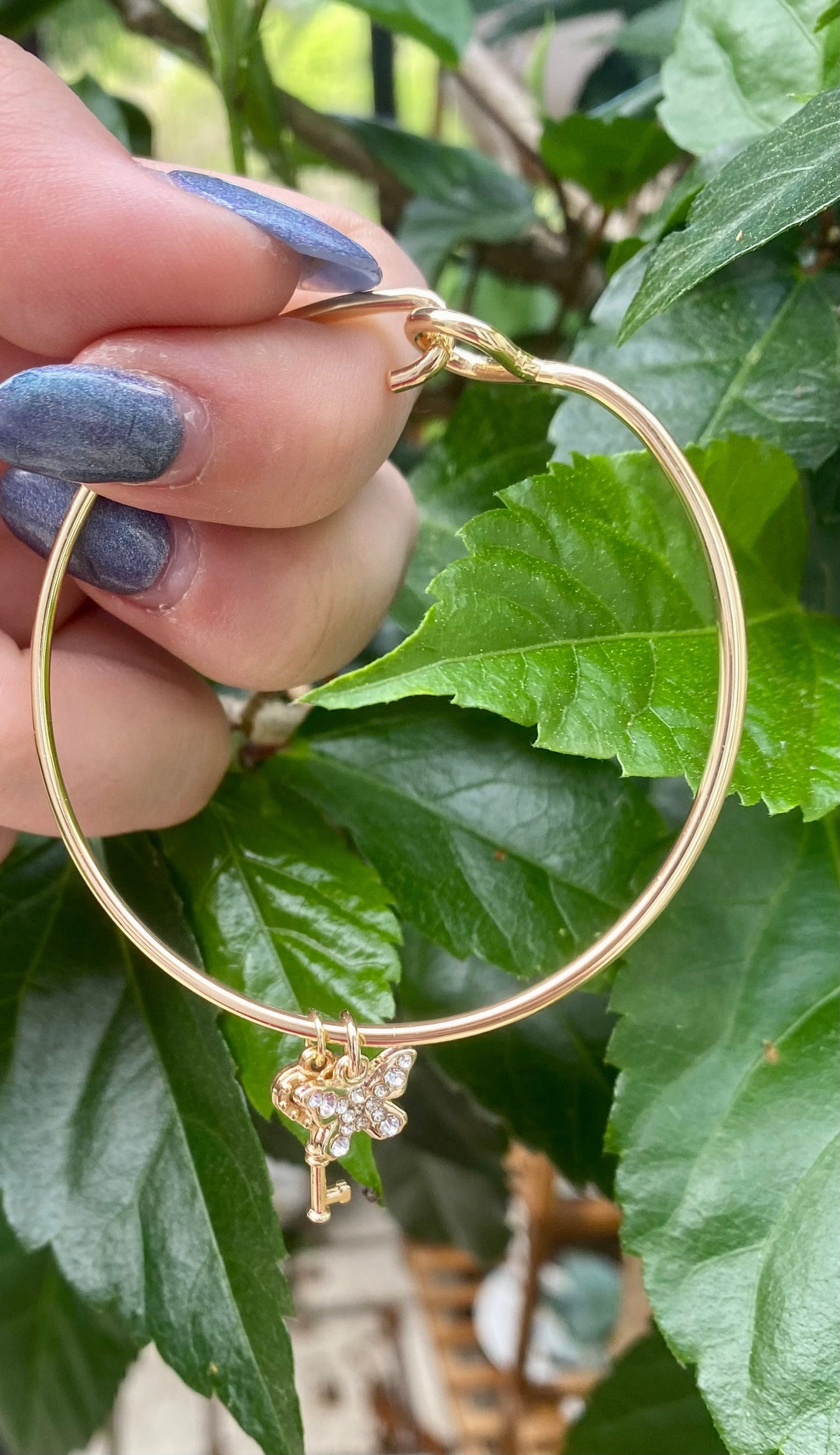 Gold Key and Butterfly Charm Bracelet Etsy