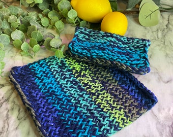 Extra Large Knit Dish Cloth | Handmade Cotton Knit Dishcloth| Reusable Wash Rag | Kitchen Essential | Bathroom Essential