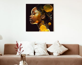 Svart flickas magiska melaninmajestät, svart kvinna PNG, afroamerikansk konst, svart flickakonst