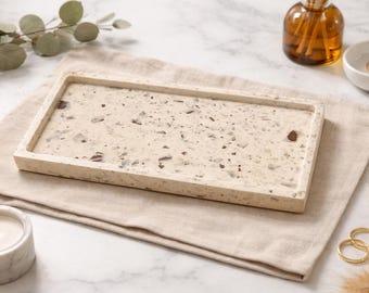 Hand poured rectangle terrazzo Tray – Minimalist Home Decor