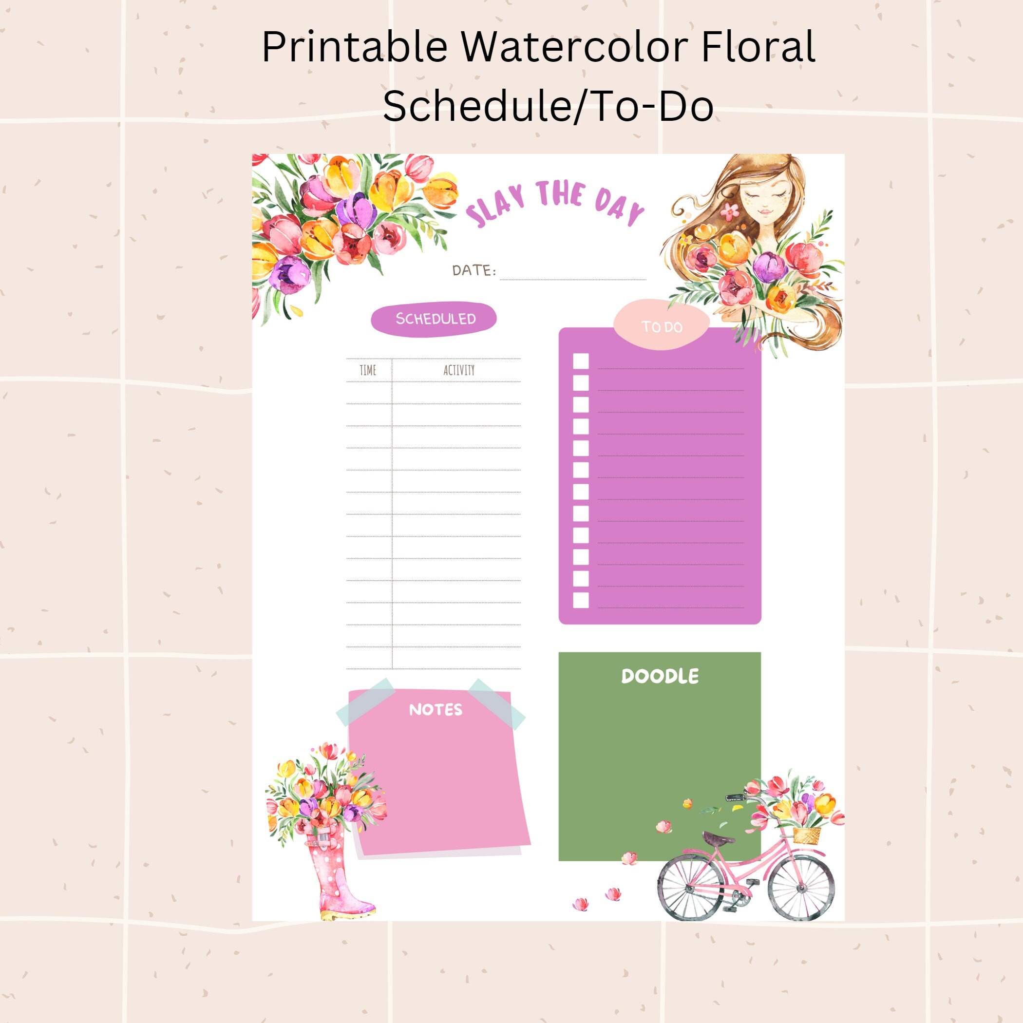 Floral Watercolor Printable Planner - Etsy
