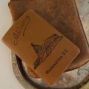 Washington DC Vintage Pocket Leather Address Book, Embossed Leather Washington DC Address Book, Vintage Leather Address Book, DC Book