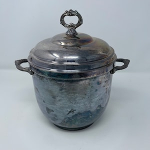 Vintage Sheridan Silver Plate Ice Bucket with Milk Glass Liner