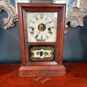 Seth Thomas Pendulum Clock: Vintage Reverse Painted Chime Clock