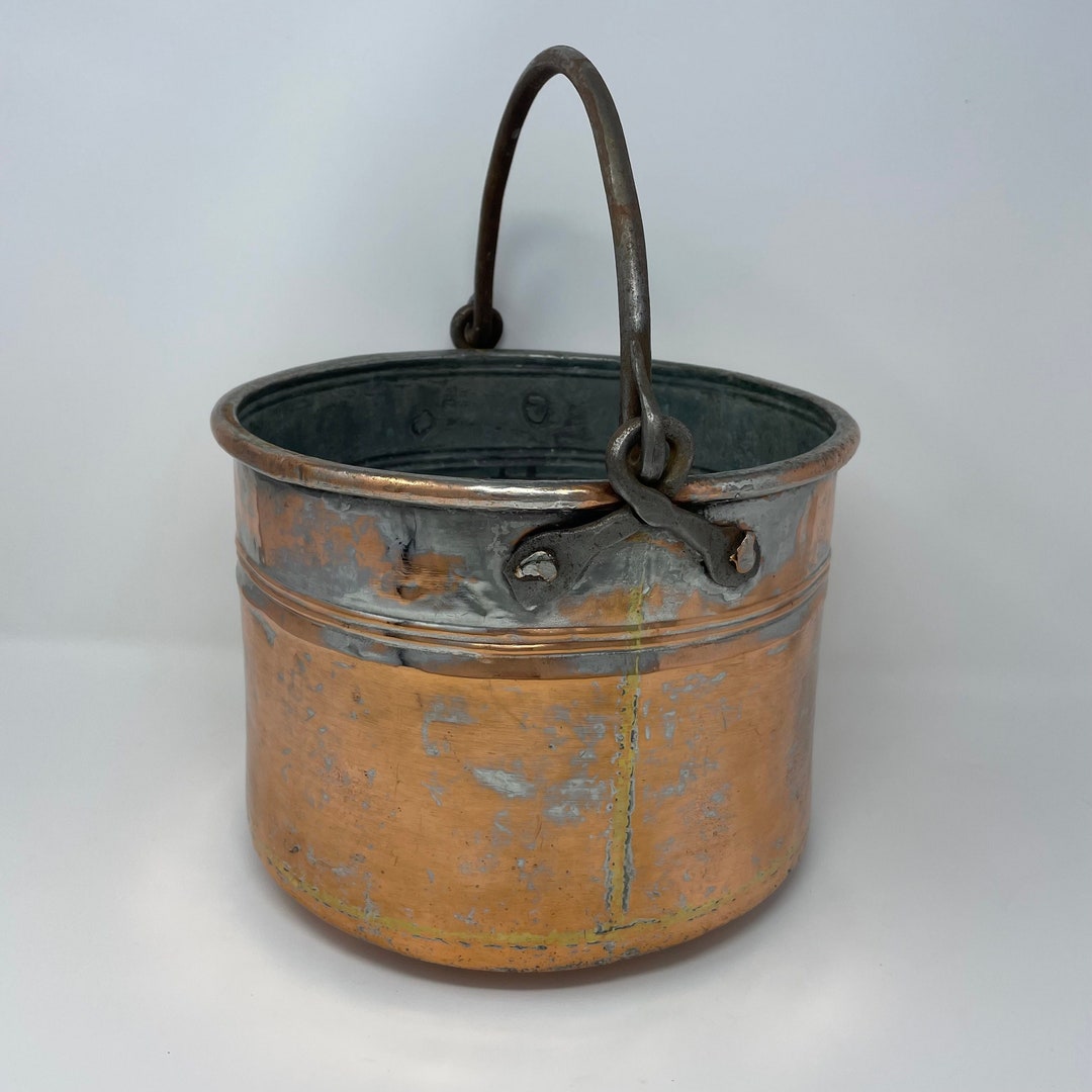 Large Copper Pot, Copper Over Tin Cauldron, Large Antique Cauldron