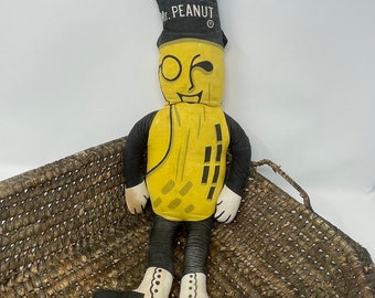 Mr. Peanut Vintage Pillow with Registered TM, Mr. Peanut Advertising Pillow, plush peanut pillow, 1970&#39;s Mr.Peanut, Mr. Peanut memorabilia