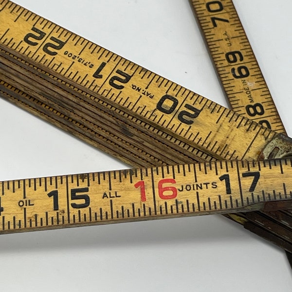 Vintage Folding 72" Extension Ruler, Red and Black Numbers, Vintage measuring stick, Vintage ruler, Vintage Extension Ruler, Folding ruler