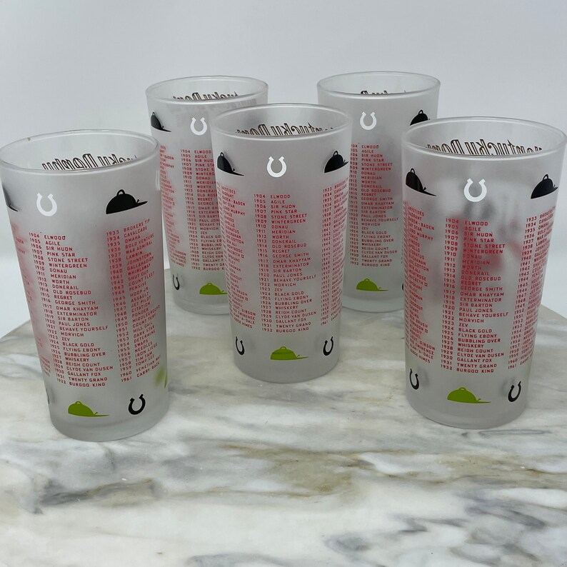 1962 Kentucky Derby Glasses from Churchill Downs, 5 matching glasses available, Kentucky Derby memorabilia, Churchill Downs memorabilia image 10