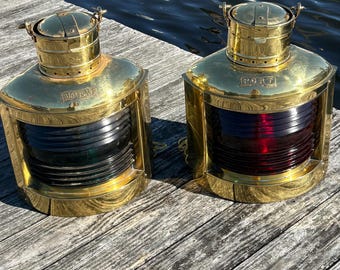 23" Tall Brass Electrified Port and Starboard Ship Lanterns