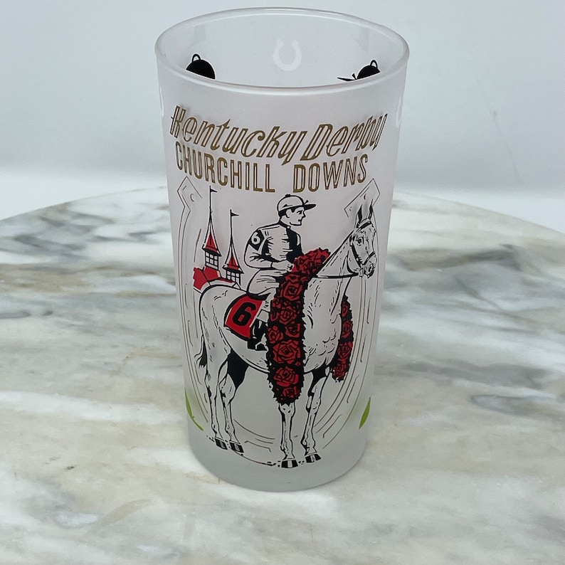 1962 Kentucky Derby Glasses from Churchill Downs, 5 matching glasses available, Kentucky Derby memorabilia, Churchill Downs memorabilia image 1