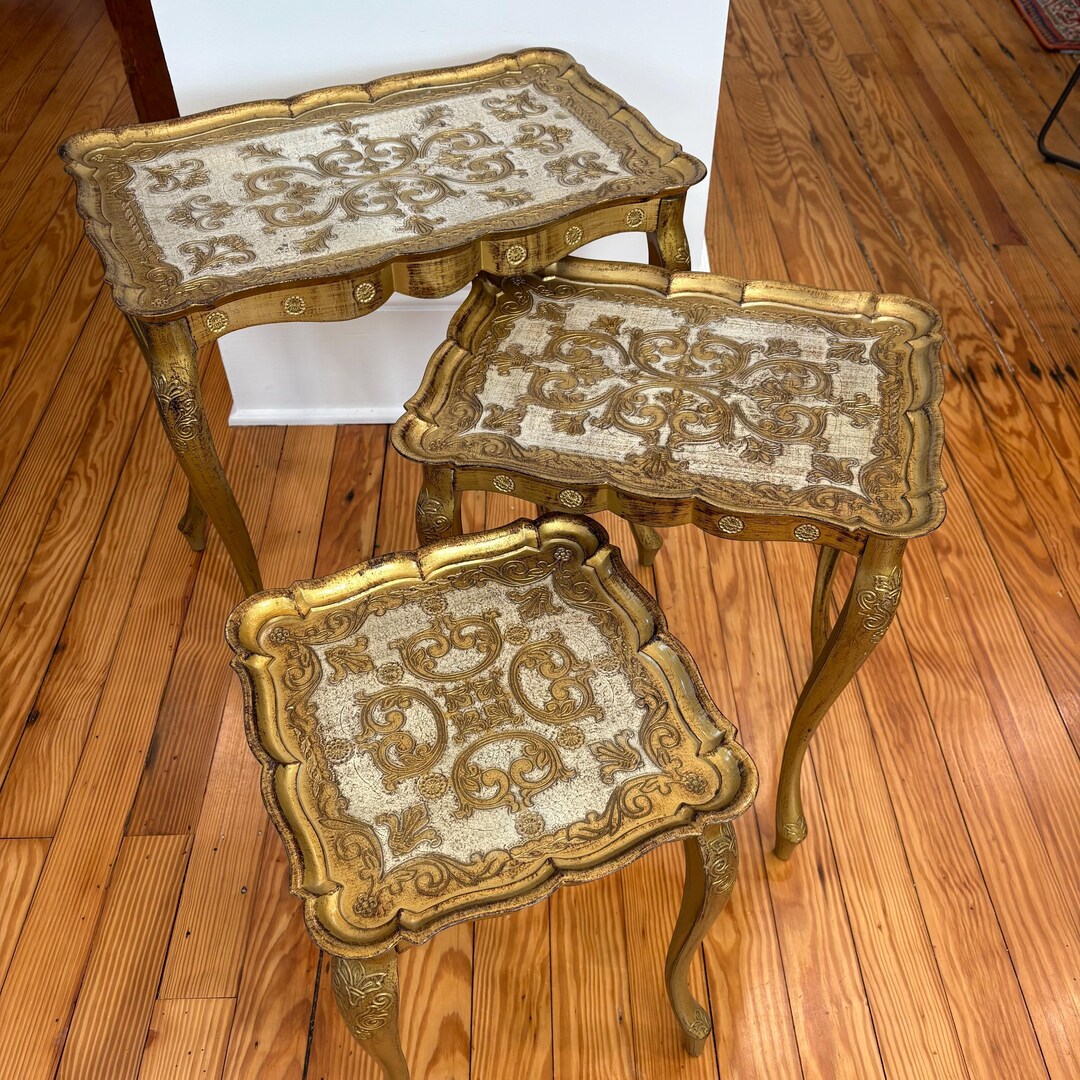 Florentine Nesting Tables; Ships K/d (legs Remove From Tops), Sold as a Set, Florance Italy ...