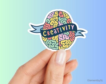 Colourful brain sticker, Creativity sticker decal, Waterproof dishwasher safe sticker (E-A254)