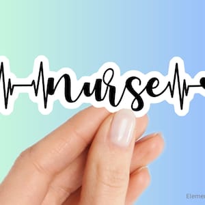 Nurse text in heartbeat electrocardiogram, water bottle laptop sticker decal, decorative stickers (E-A258)