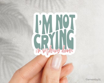 I'm not crying I'm ordering dinner pastel coloured sticker, Waterproof Dishwasher Safe Vinyl Stickers for Water bottle, laptop (E-A220)