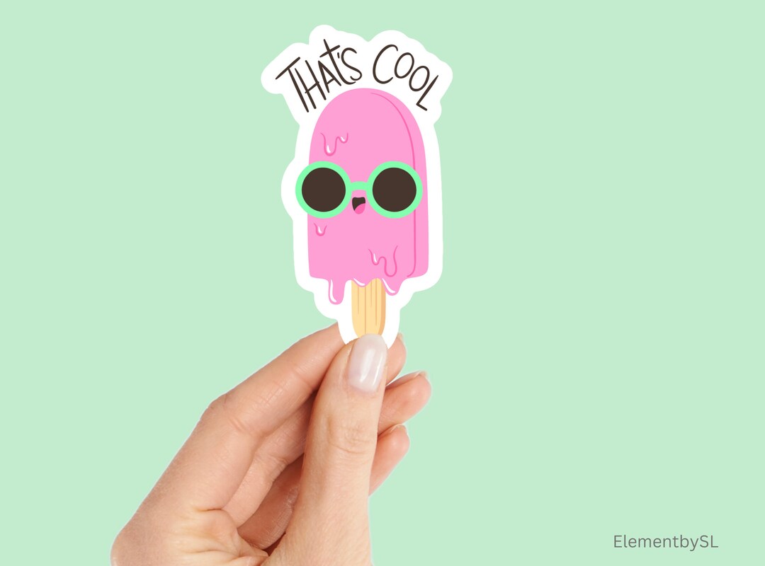 That's Cool Melting Pink Popsicle With Sunglasses Sticker, Waterproof and Dishwasher Safe Vinyl
