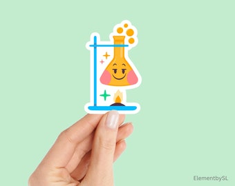 Happy Boiling Flask Sticker: Science Lab, Waterproof Vinyl (E-A67)