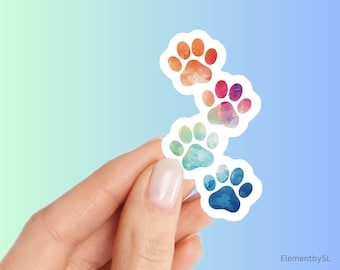 Colorful Paw Print Sticker: Waterproof Vinyl Decal (E-A133)