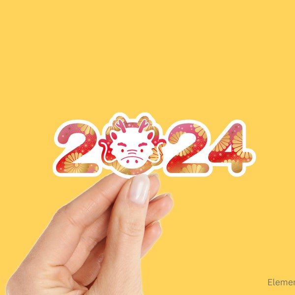 2024 Lunar New Year of the Dragon, Chinese Year of the Dragon Decorative Waterproof and Dishwasher Safe Vinyl Stickers (E-A62)