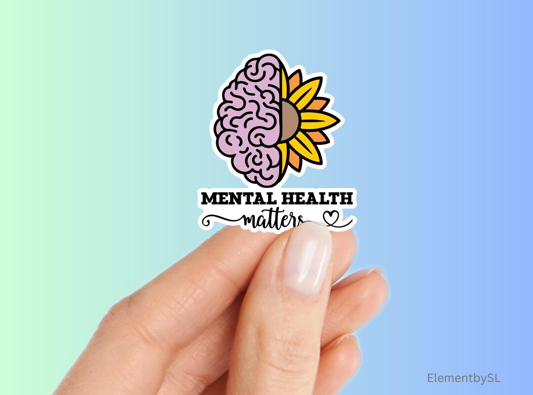 Mental Health Matters Vinyl Sticker, Brain Sunflower Decal, Waterproof ...