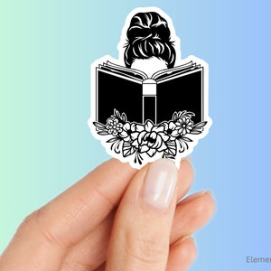 Girl Reading Book with Flowers - Laptop Sticker Decal (E-A261)