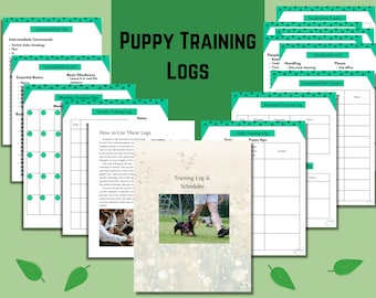 Puppy Training Logs | Puppy Socialization Checklist | Puppy Training Planner | Printable Puppy Dog Training Tracker | Puppy Command List