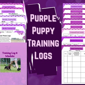 Purple Training Log | Puppy Socialization Checklist | Puppy Training Planner | Printable Puppy Training List | Puppy Command List | Purple