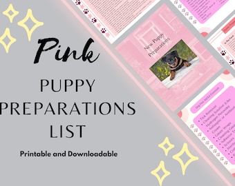 Pink Puppy Essentials | Pink Puppy Präparate | Niedliche Welpen Essentials | Neu Puppy Prep | Neuer Welpen Ratgeber | Digital Puppy Proofing Guide