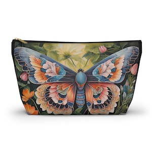 Moth T-bottom Pouch, Accessory Bag, Pencil Case, Makeup Bag, Nature Lover Gift, Cosmetic Organizer