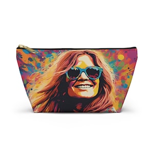 Janis Accessory Pouch w T-bottom, Joplin bag, Classic Rock bag, Music Icon Bag, music lover gift, Joplin lover gift
