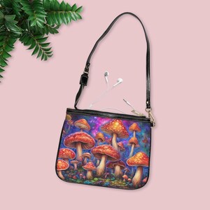Mushroom Shoulder Bag, Crossbody Bag, Vegan Leather Purse, Boho Hippie Sling Bag, Festival Handbag, Mushroom Purse
