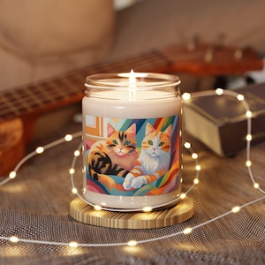 Cozy Cats Scented Soy Candle, Cat Lover Gift for Pet Owners, 9oz Jar Candle, Animal Lover Home Decor, Aromatherapy Candle, Hand Poured
