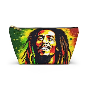 Marley Art Accessory Pouch w T-bottom, Rasta bag, Bob bag, Hippie bag, Hippie pencil case, Marley fan gift