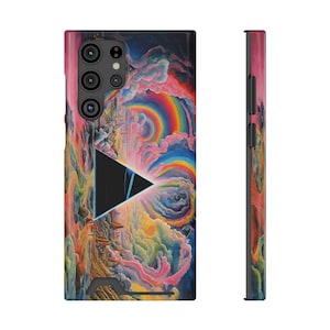Trippy Pink Floyd Inspired Art Cell Phone Case With Card Holder, Dark Side of the Moon Phone Case, Hippie Phone Case, Psychedelic Phone Case