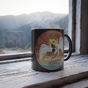 Farblegende Tasse, Led Zeppelin Swan Song Album Tasse, Rockmusik Geschenk, wärmeempfindliche Kaffeetasse, klassisches Rock Fan Geschenk, 11 Unze