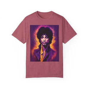 Prince Purple Rain Themed Artwork Colored T-shirt, Purple T-shirt with Prince, Purple rain themed t-shirt, Prince T-shirt
