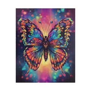 Psychedelic Rainbow Butterfly Adult Jigsaw Puzzle ( 520 or 1014-piece), Butterfly Puzzle, Colorful Nature Puzzle