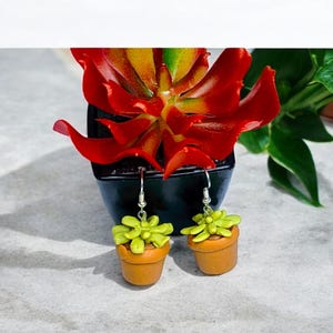 Mini Sukkulenten Ton Ohrringe, Sukkulenten Ohrringe, Pflanzenliebhaber Ohrringe, Pflanzenohrringe, entzückende Pflanzenohrringe für sie, Sukkulenten Geschenk